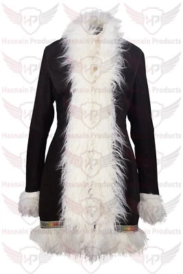 Abrigo Afgano Retro Penny Lane Gamuza Cuero Piel Mongolia Mujer Gabardina Larga Foto 1 de 3
