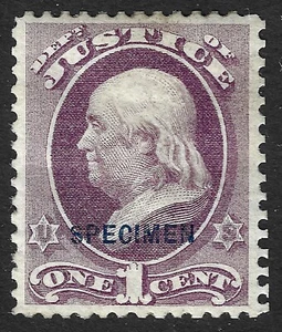US Scott O25S, 1875 Franklin 'Dept. of Justice', 1c purple, NH MINT - Picture 1 of 1