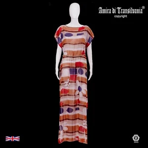 woman clothing summer couture fashion curvy elegant kaftan size dress griff 1970 - Picture 1 of 12