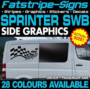 passend für MERCEDES SPRINTER SWB MOTORSPORT PRÜFUNG FLAGGE CAMPER VAN AUFKLEBER GRAFIKEN - Bild 1 von 2