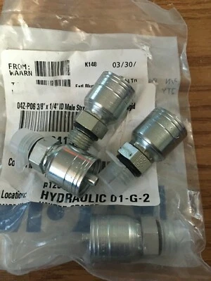 (4) 04Z-P06 3/8" x 1/4" ID Male Straight Thread O-Ring Rigid - Image 1 of 2