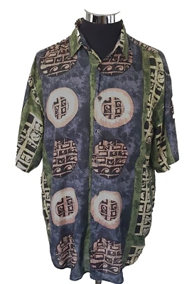 Montage Island Casual Shirt Men's Size Medium Multicolor Silk Button Front - Image 1 of 4