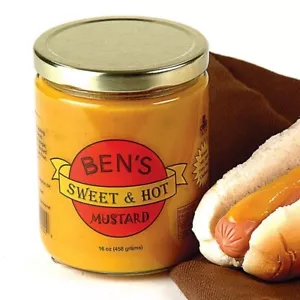 Ben's Sweet & Hot Mustard Condiment Dip All-Natural USA Made 16 Oz Jar - Picture 1 of 3