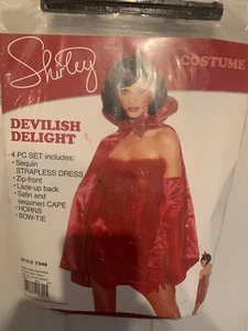 New Shirley Devilish Delight Sexy Devil Costume Adult Size M/L Dress Cape More - Picture 1 of 4