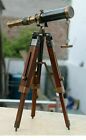 Working Antique Design Table Decor Black Tripod with Telescope Stand Silver