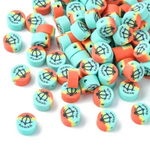 100Pcs Polymer Clay Flat Round Beads w/ Anchor Print for Jewelry Making Bracelet - Picture 1 of 7