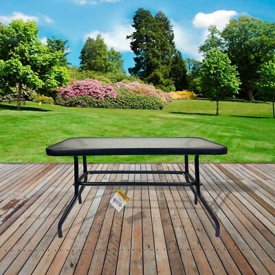 COFFEE TABLE RECTANGULAR GLASS TOPPED LOW INDOOR OUTDOOR GARDEN PATIO FURNITURE - Image 1 of 4