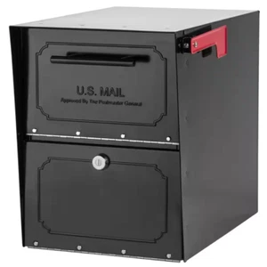 Black Extra Large Post Mount Parcel Mailbox Delivery Package Parcel Mount Steel - Picture 1 of 12