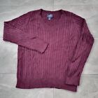 Ralph Lauren Chaps Classics Jumper Womens Xl Purple Cable Knitted Sweater V-Neck