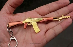 1/12 Mini Pistola RUSSIA GOLD AK47 AKM Rifle Completo Metal Llavero Juguete Regalo 11cm - Imagen 1 de 2