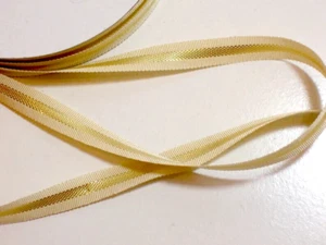 Creme Elfenbein Metallic Gold Streifen Ripsband 3/8" breit x 10 Yards B17 - Bild 1 von 4