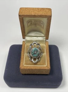 Navajo Indianer Sterlingsilber Sandguss Türkis Brocken Ring - Bild 1 von 8