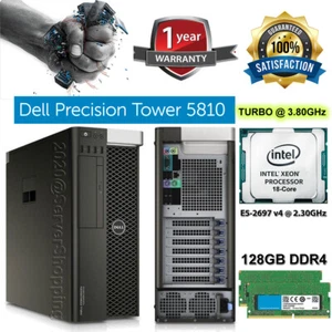 Dell Precision T5810 E5-2697v4 Turbo 3.60GHz 18-CORE 128GB DDR4 1.2TB SSD Nvidia - Picture 1 of 12