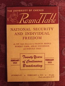 CHICAGO ROUND TABLE February 4 1951 Francis Biddle Robert Carr Adlai Stevenson - Picture 1 of 1
