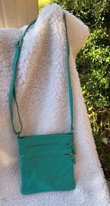 GENUINE LEATHER ~ MADE IN ITALY ~ TURQUOISE CROSS BODY BAG ~ ADJUSTABLE STRAP - Picture 1 of 12