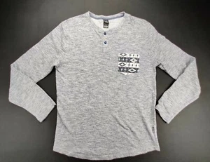 Volcom Men's M 1/4 Button Henley Heather Grey Long Sleeve Shirt Aztec Pocket  - Picture 1 of 9