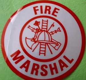 FIRE MARSHAL  3" RED & WHITE CIRCLE DECAL STICKER - Bild 1 von 1