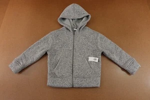 Old Navy Boys XS (5) Gray Cozy Sweater-Fleece Sherpa-Lined Full Zip Hoodie NWT - Picture 1 of 5