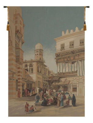 Market Square European Tapestry, Castle & Monument Decorative Wall Hanging — 第 1/4 张图片