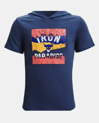 Under Armour Boys' Project Rock Terry Short Sleeve Hoodie blue size M (1366884) - Image 1 of 4