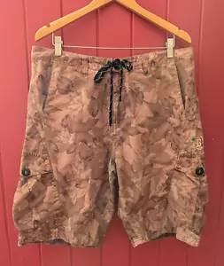 Billabong men's sz 36 faded khaki green brown leaf print 6 pocket board shorts - Picture 1 of 22