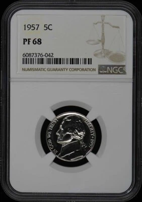 1957 Jefferson Nickel 5C NGC PR68 - Image 1 of 2