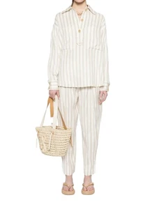 Zimmermann Illuminate Striped Pant | Cream/Black, Tapered, Linen, Coord - Bild 1 von 10