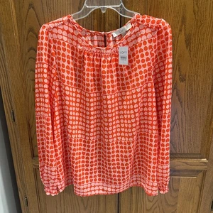 Top a maniche lunghe Darling LOFT rosso e rosa design cuore taglia large NUOVO con etichette - Foto 1 di 7