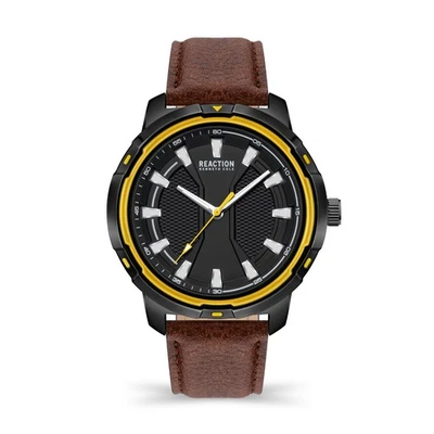 Kenneth Cole Reaction Men's Watch With Genuine Brown Leather Strap KRWGA2178202 - Image 1 of 4