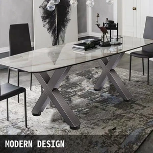 Set of 2 Heavy Duty Steel Dining Table Legs 28 Inch Height Industrial Style X - Picture 1 of 8