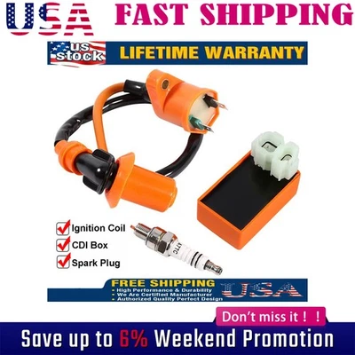 Bobina de encendido Racing Cdi + Bobina de encendido + Bujía para Gy6 50Cc 125Cc 150Cc A YWJ Foto 1 de 4