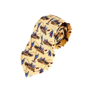 Burberrys London Krawatte Seide Repp Vintage breit gelb Fischerboot Druck Burberry - Bild 1 von 7