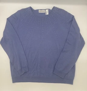 ALFRED DUNNER Pullover Periwinkle Pearl Embellished Crew Neck L - Bild 1 von 6