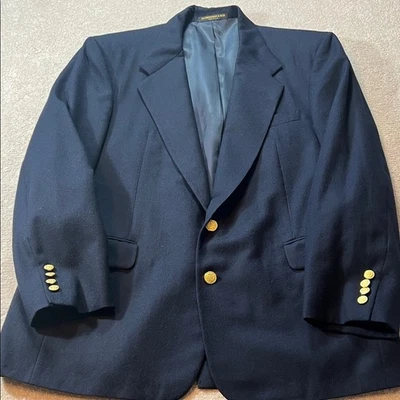 H Freeman & Son Tailored Blazer Navy Wool Gold Buttons Mens Size 43R - Image 1 of 4