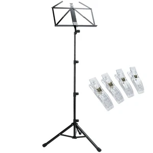 K-M 10810 Notenpult aus Stahl Schwarz mit 4 keepdrum Notenklammern - Bild 1 von 7