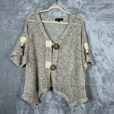 Cárdigan tejido abierto con imagen de espejo de colección para mujer 1X playero artístico Lagenlook Boho Resort Foto 1 de 4