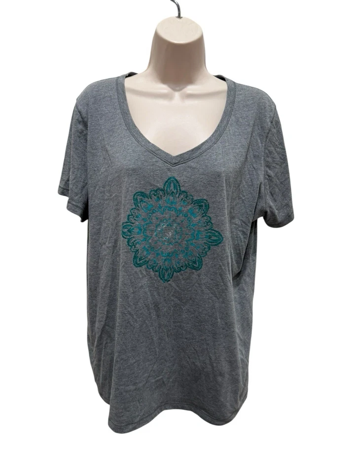 St John's Bay активный женщин Sz XXLT высокий короткий рукав серый футболка хлопок смесь - Изображение 1 из 4