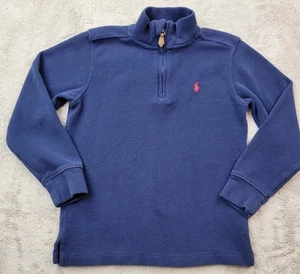 Polo Ralph Lauren Sweater Boys 7 Blue 1/4 Zip Ribbed Embroidered Pony - Picture 1 of 8