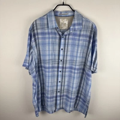Tasso Elba Button Down Shirt Mens XL Linen Blend Short Sleeve Blue - Image 1 of 4