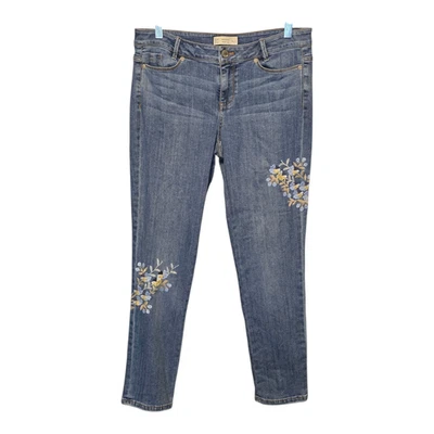 J Jill Weekender Straight Leg Embroidered Jeans Womens Size 6 Petite Blue Boho - Image 1 of 4