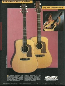 John Waite Washburn D70 & D61 12-saitige Akustikgitarre Anzeige 8 x 11 Werbung - Bild 1 von 3