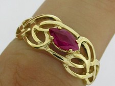 R147 Genuine 9ct or 18K Gold Natural Ruby Keltic Celtic Filigree Knot Ring
