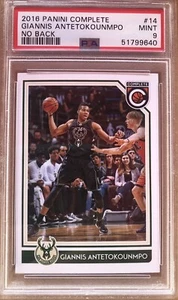 2016 PANINI COMPLETE GIANNIS ANTETOKOUNMPO #14 NO BACK PSA 9 POP 1 CASE HIT! MVP - Picture 1 of 2