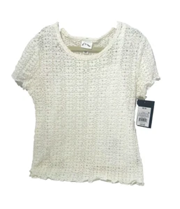 Girls T-shirt Crochet Lace - Color Off-White -W/inner tank top - M (8)-Art Class - Picture 1 of 9