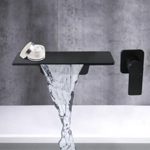 Grifo mezclador lavabo cascada de montaje en pared de una manija para baño EE. UU. - Imagen 1 de 9