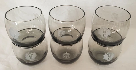 Vintage NFL Atlanta Falcons Stackable Gray Smoke Drinking Glasses Set of 6 Cover