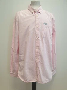 NN195 MENS SUPERDRY PINK WHITE STRIPES L/SLEEVE SLIM FIT SHIRT UK XL EU 56 - Picture 1 of 4