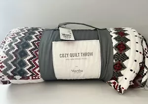 Martha Stewart Collection Cozy Quilted Throw, 50 X 60 Red White $130 - Picture 1 of 3