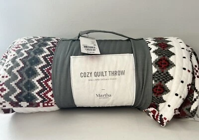 Martha Stewart Collection Cozy Quilted Throw, 50 X 60 Red White $130 - Image 1 of 3