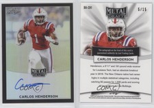 2017 Leaf Metal Draft Black /15 Carlos Henderson #BA-CH1 Rookie Auto RC